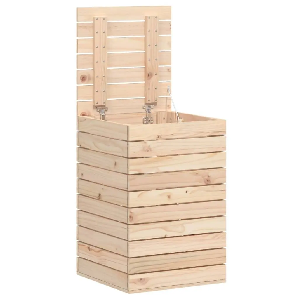 Laundry Basket Lidded Solid Pine Wood Brown 44x44x66 cm Storage Bin