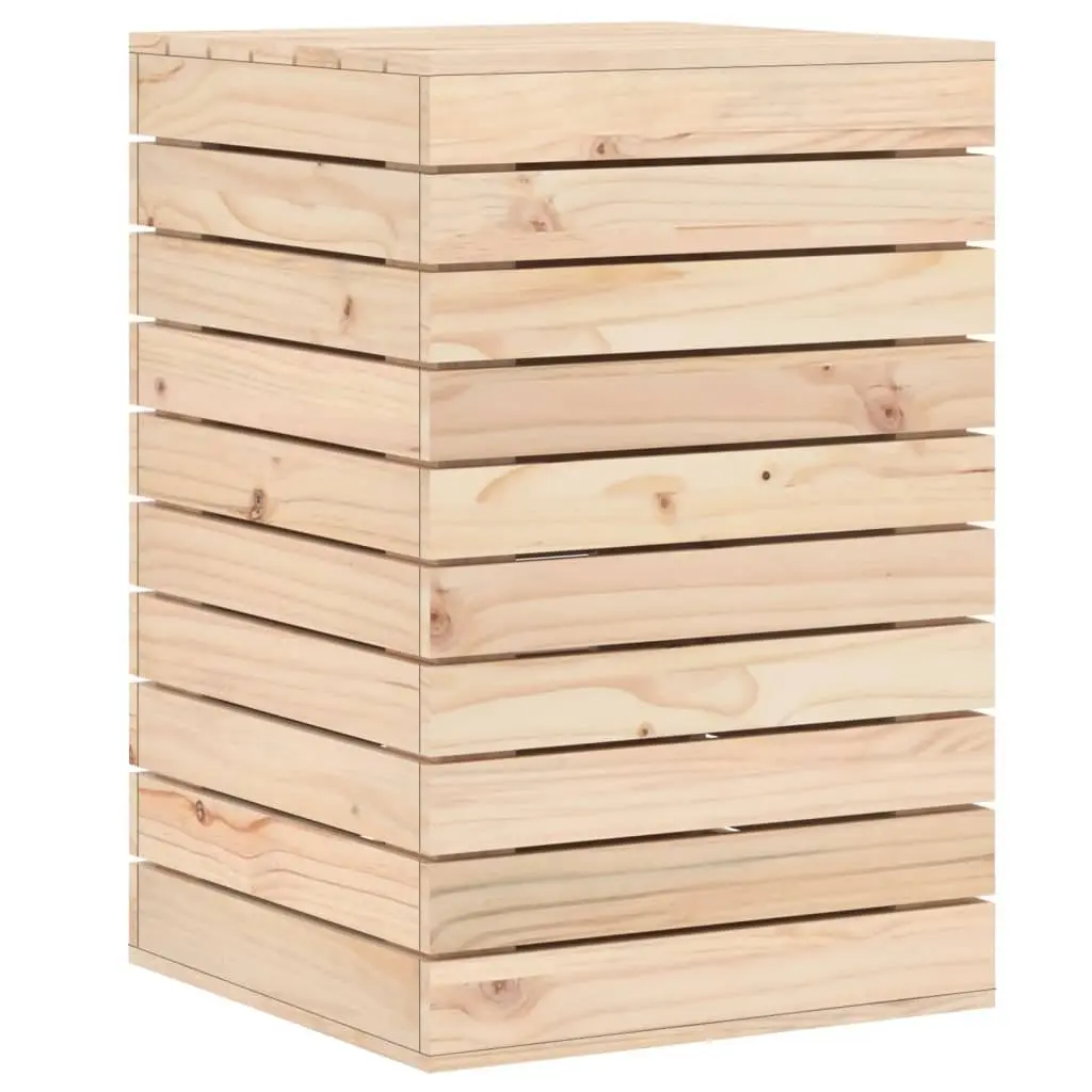 Laundry Basket Lidded Solid Pine Wood Brown 44x44x66 cm Storage Bin