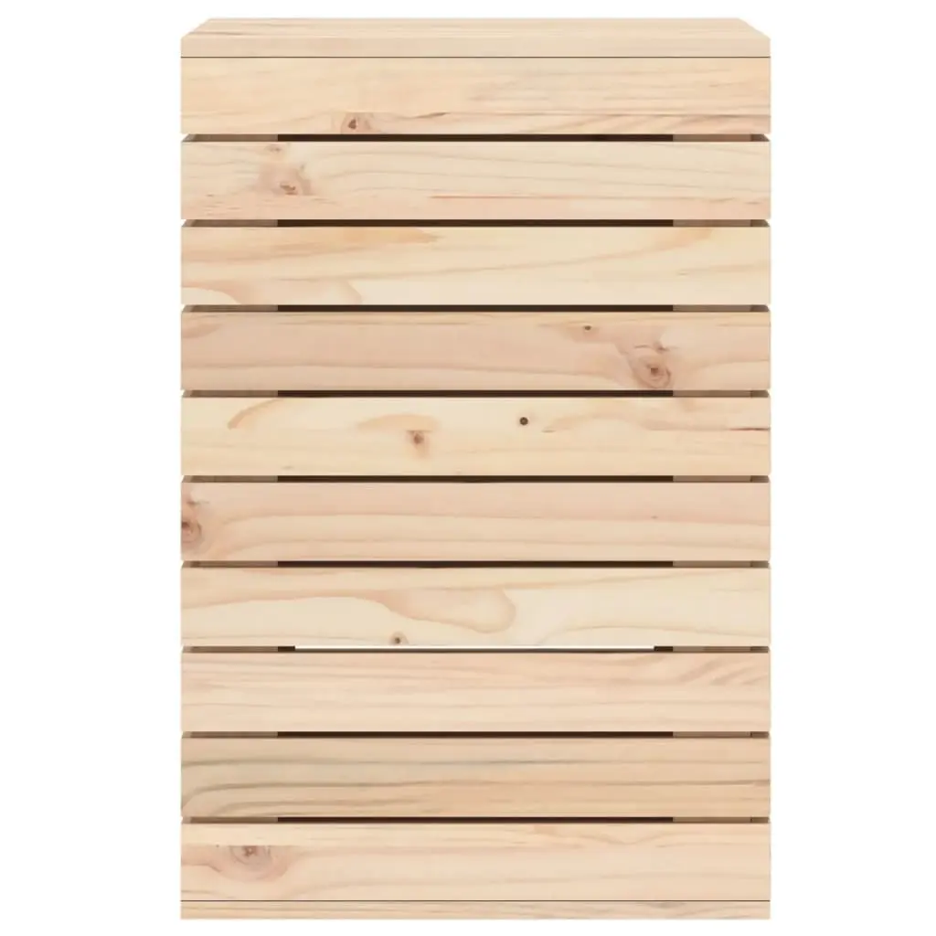 Laundry Basket Lidded Solid Pine Wood Brown 44x44x66 cm Storage Bin