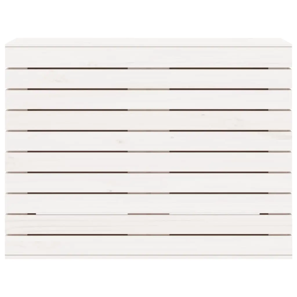 Laundry Bin Lidded White Solid Pine Wood Storage Container 885x44x66cm Home Organization