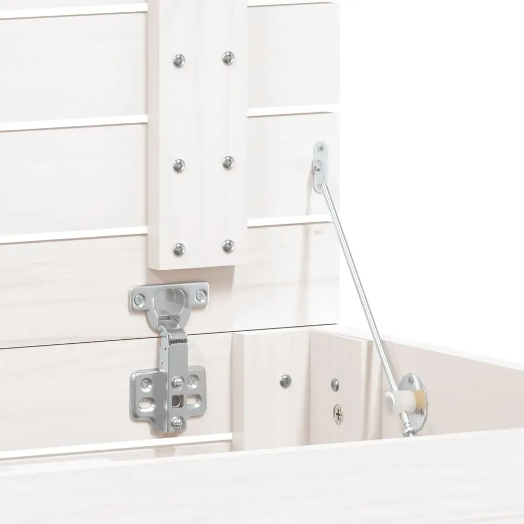 Laundry Bin Lidded White Solid Pine Wood Storage Container 885x44x66cm Home Organization