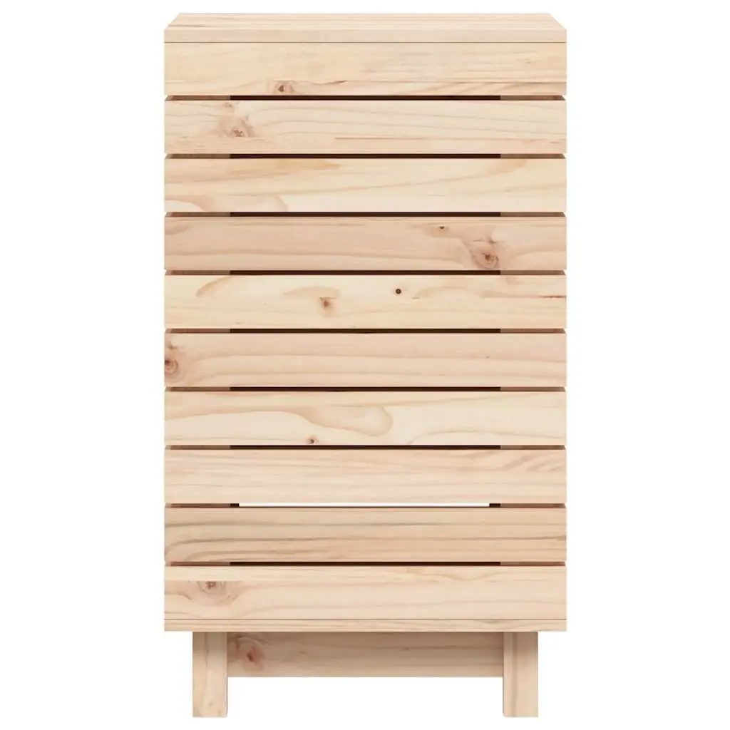 Laundry Basket 44x44x76 cm Solid Wood Pine Brown Storage Bin with Lid