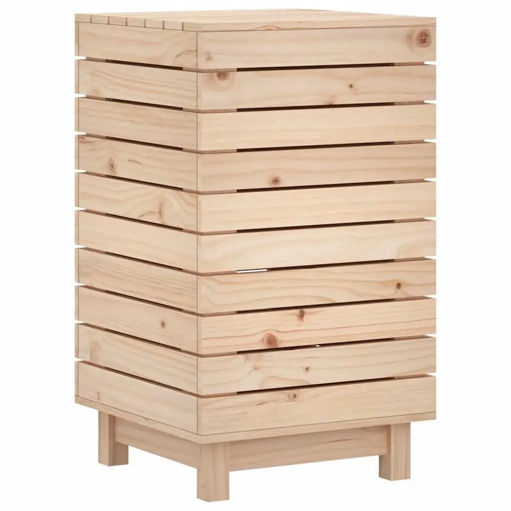 Laundry Basket 44x44x76 cm Solid Wood Pine Brown Storage Bin with Lid