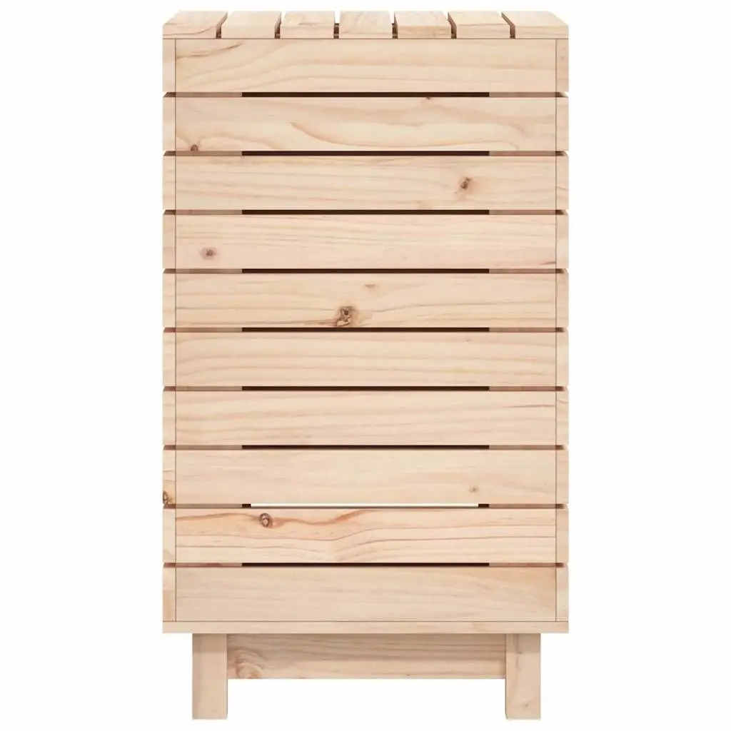 Laundry Basket 44x44x76 cm Solid Wood Pine Brown Storage Bin with Lid