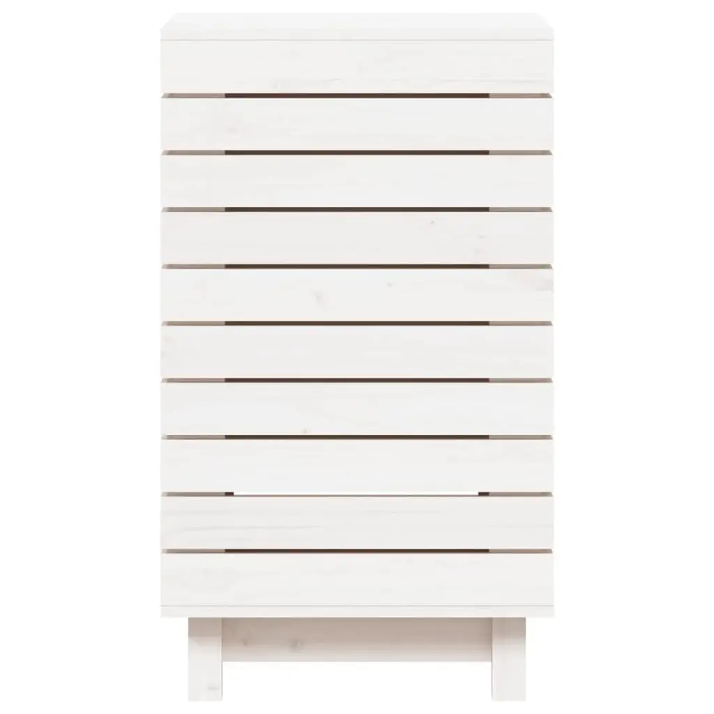 Laundry Basket White Solid Wood Pine Storage Bin with Lid Household Hamper
