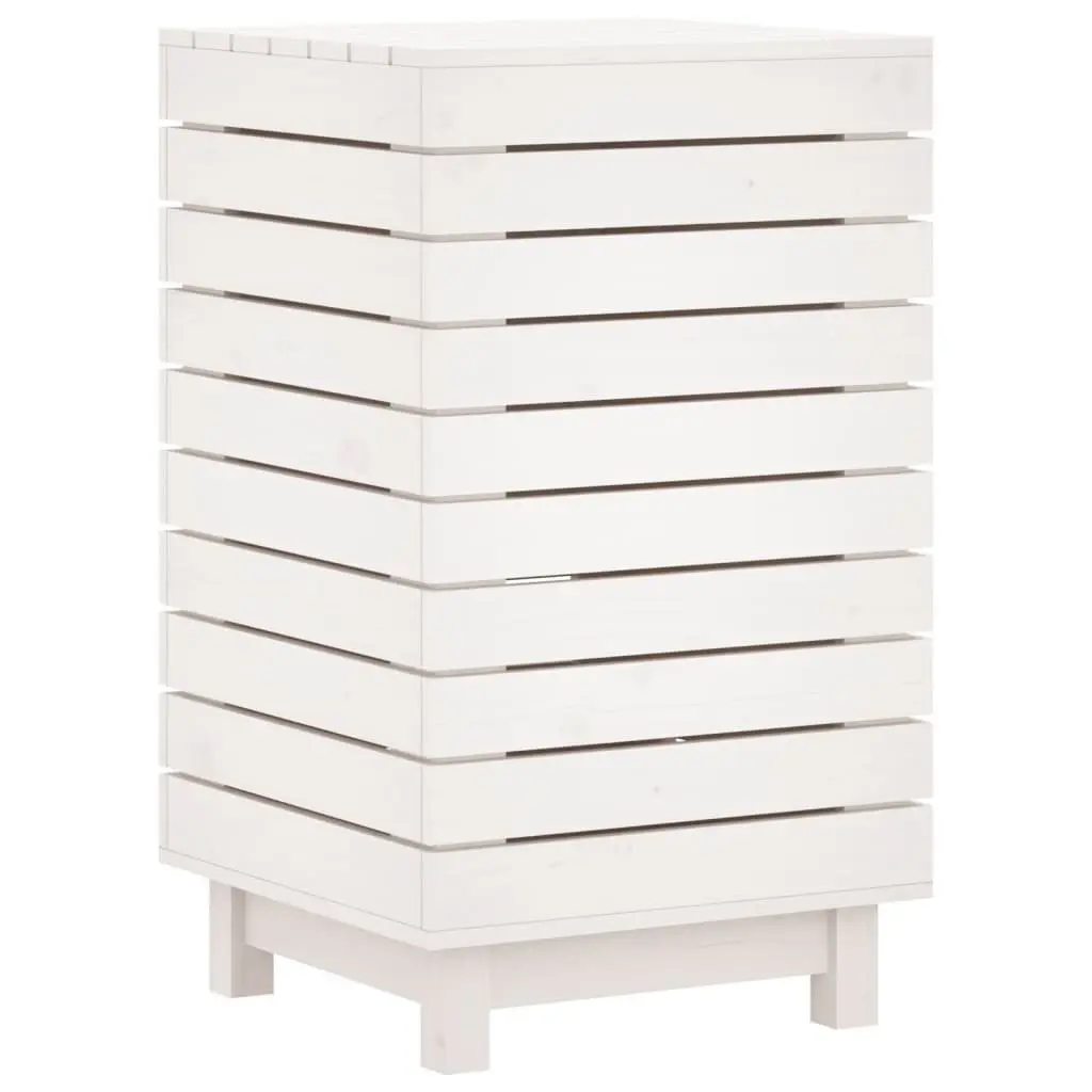 Laundry Basket White Solid Wood Pine Storage Bin with Lid Household Hamper
