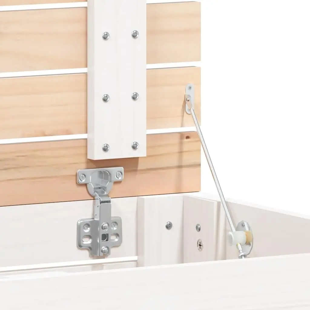 White Wooden Laundry Basket with Lid Storage Hamper Solid Pine Wood Home