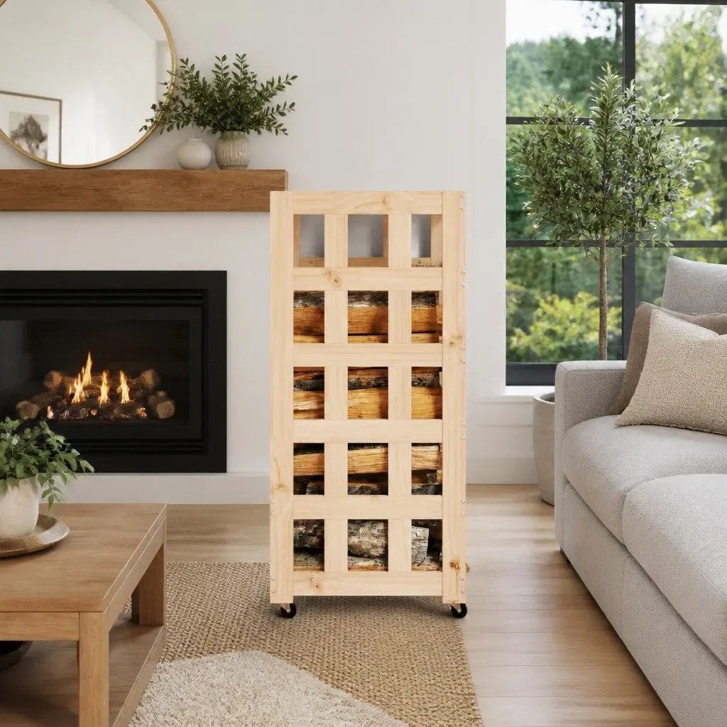 Log Holder Solid Pine Wood 40x49x110cm Brown