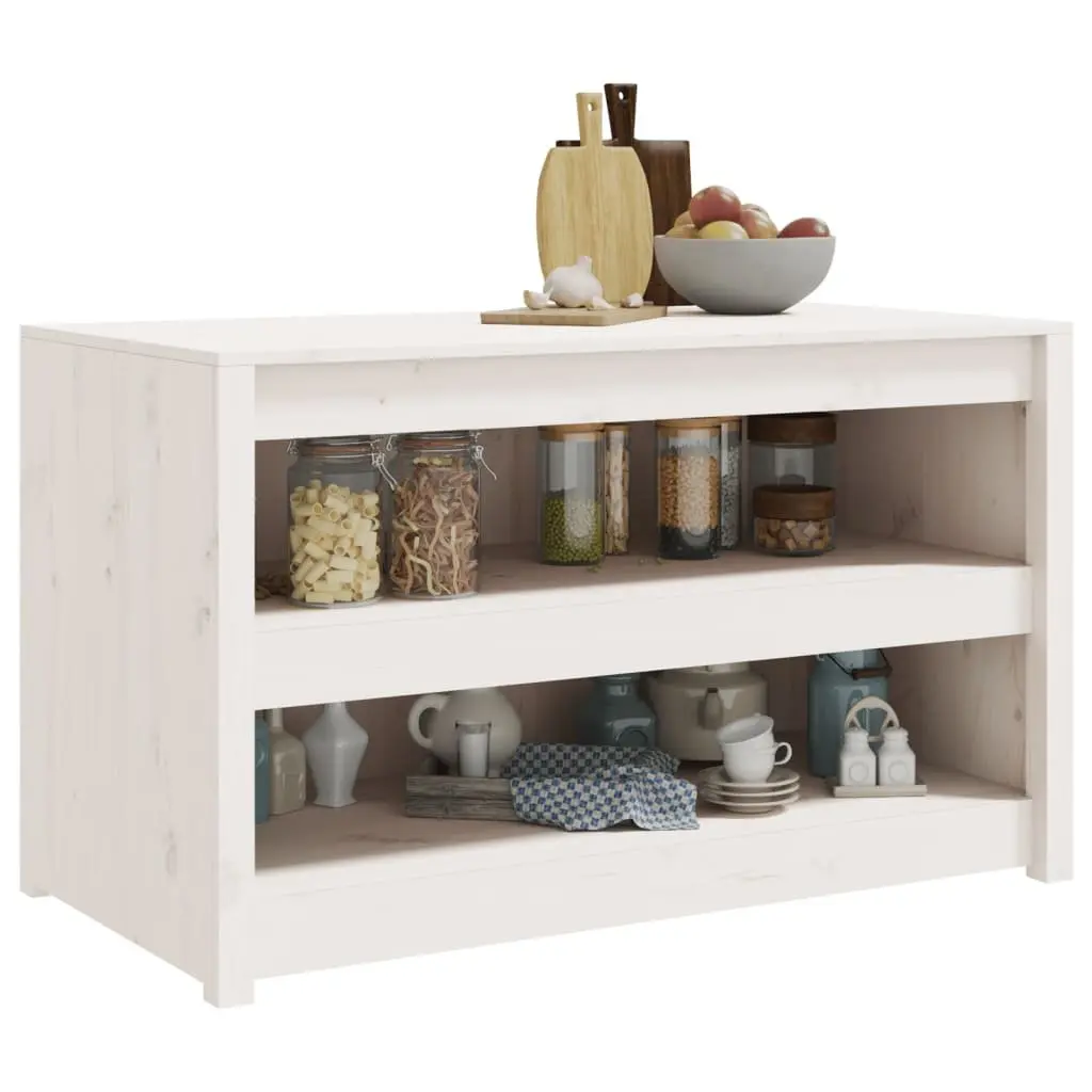 Outdoor Kitchen Cabinet Solid Pine Wood Garden Storage Unit White 106cm