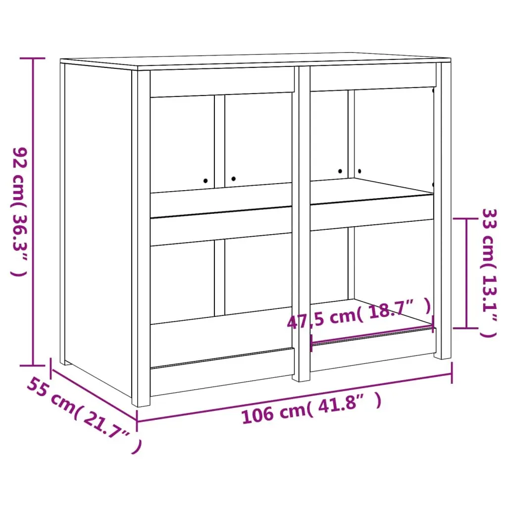 Outdoor Cabinet Solid Pine Wood Brown Garden Storage Unit for Kitchen Supplies