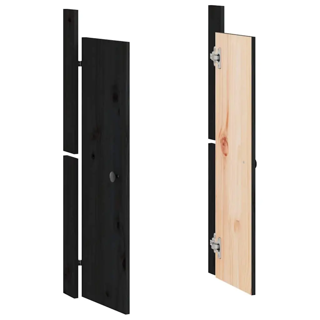Outdoor Cabinet Door Black Solid Pine Wood Pre-Drilled Installation 82cm Height 50cm Width 9cm Depth