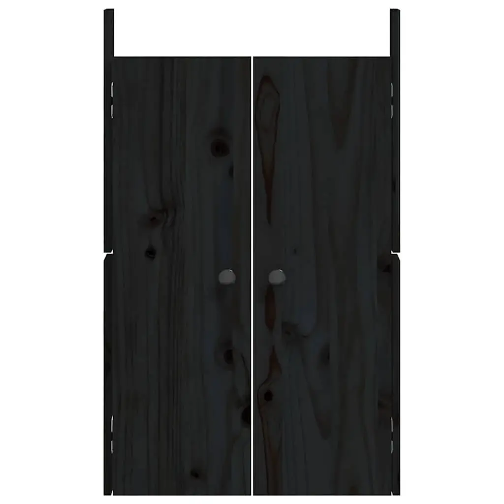 Outdoor Cabinet Door Black Solid Pine Wood Pre-Drilled Installation 82cm Height 50cm Width 9cm Depth