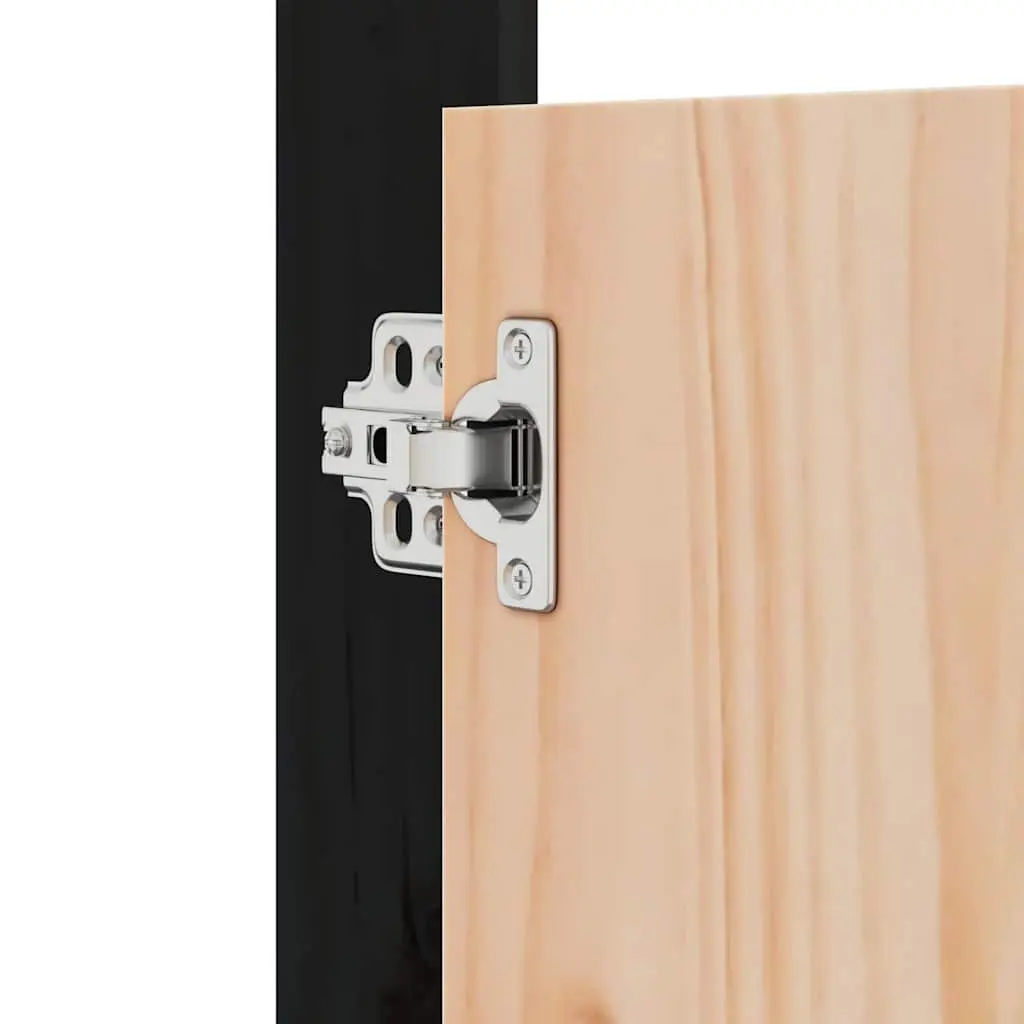 Black Solid Pine Wood Outdoor Kitchen Doors 2 Piece Rustic Style with Metal Knobs