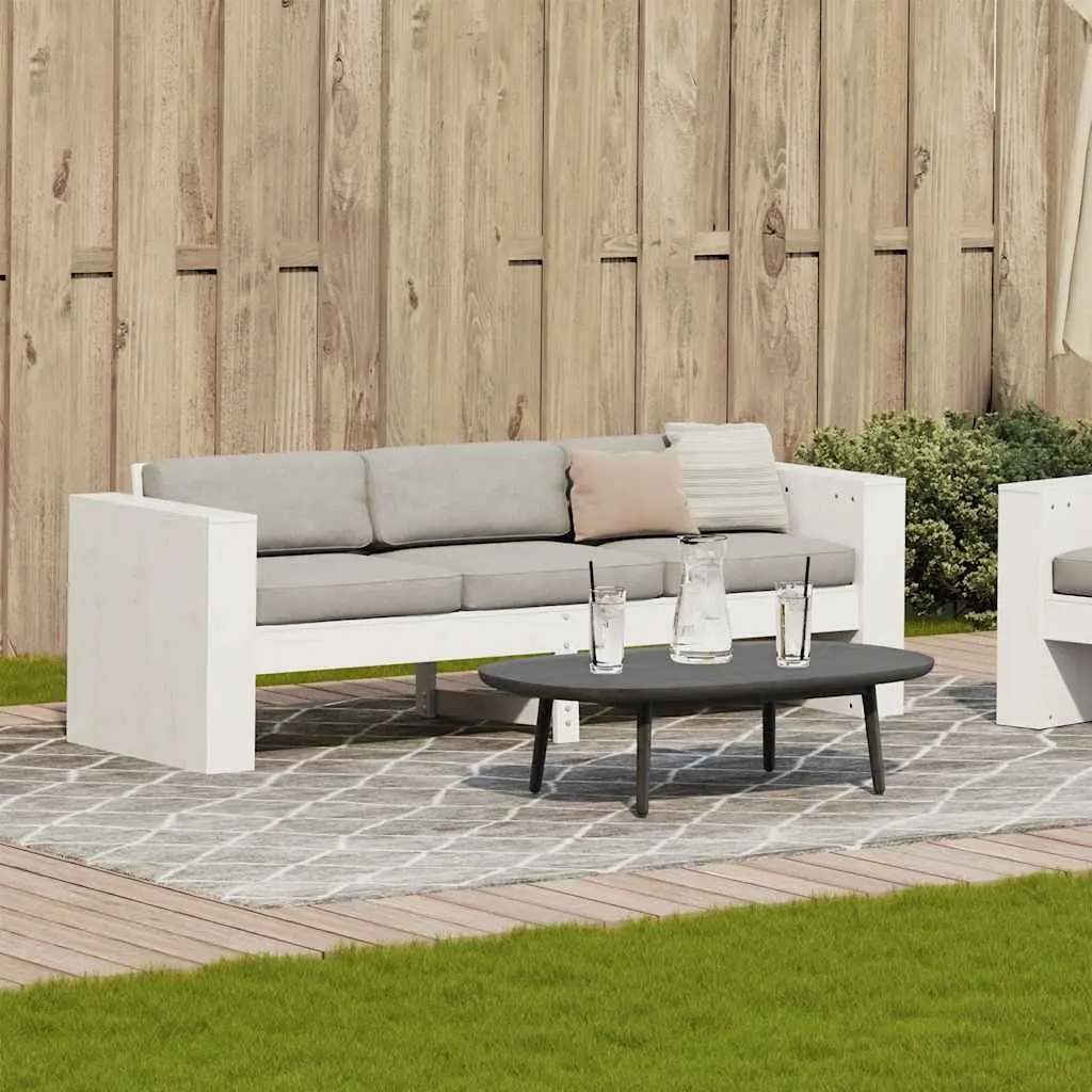 Outdoor Garden Sofa Solid Pine Wood 3-Seater White