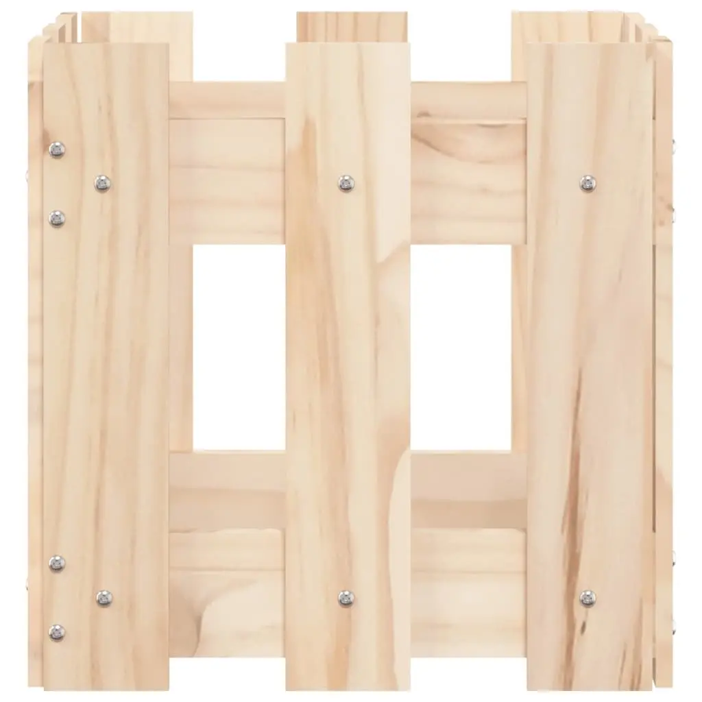 Garden Planter Box with Fence Design 30x30x30 cm Solid Pine Wood Patio Flower