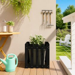 Functional Black Wooden Planter with Fence 50x50x50cm
