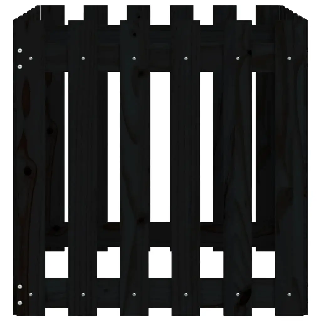 Garden Planter with Fence Design Black 60x60x60 cm Solid Wood Pine Pot