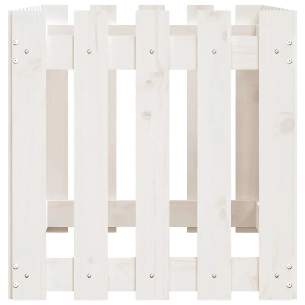 Garden Raised Bed with Fence Design White 100x50x50 cm Planter Box Solid Pine
