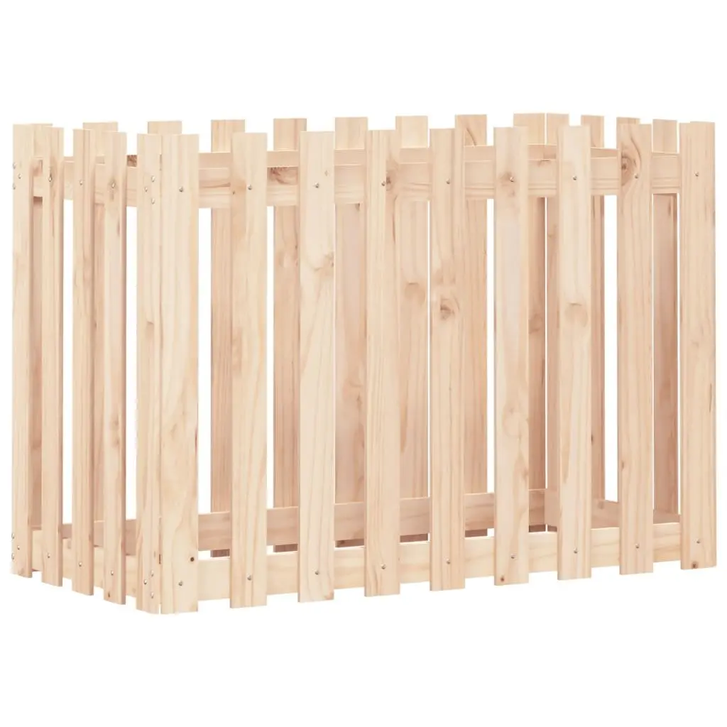 Garden Raised Bed 100x50x70 cm Fence Design Solid Pine Wood Planter Box Outdoor