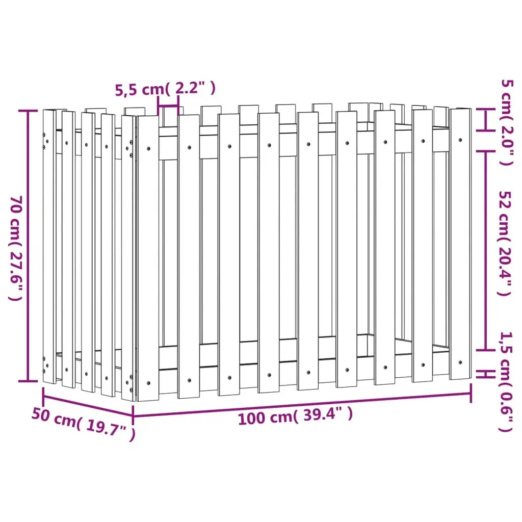 Garden Raised Bed Solid Douglas Wood 100x50x70cm Brown Outdoor Planter Box