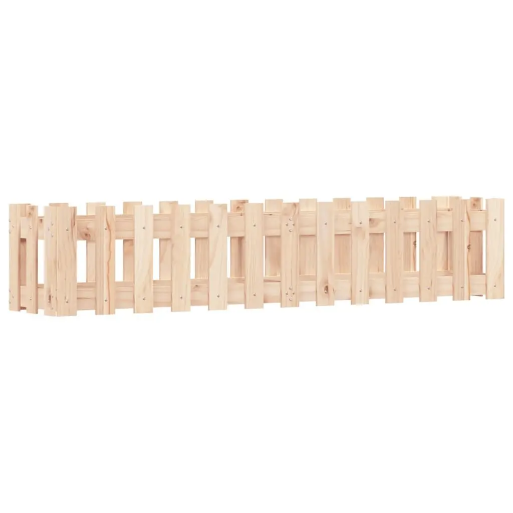 Garden Raised Bed with Fence Design 150x30x30cm Solid Pine Wood Planter Box