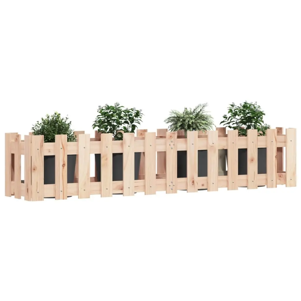 Garden Raised Bed with Fence Design 150x30x30cm Solid Pine Wood Planter Box