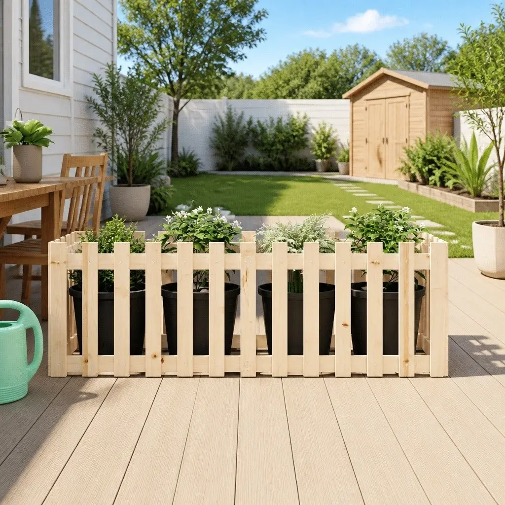 Garden Raised Bed with Fence Design 150x50x50 cm Solid Wood Pine Planter Box