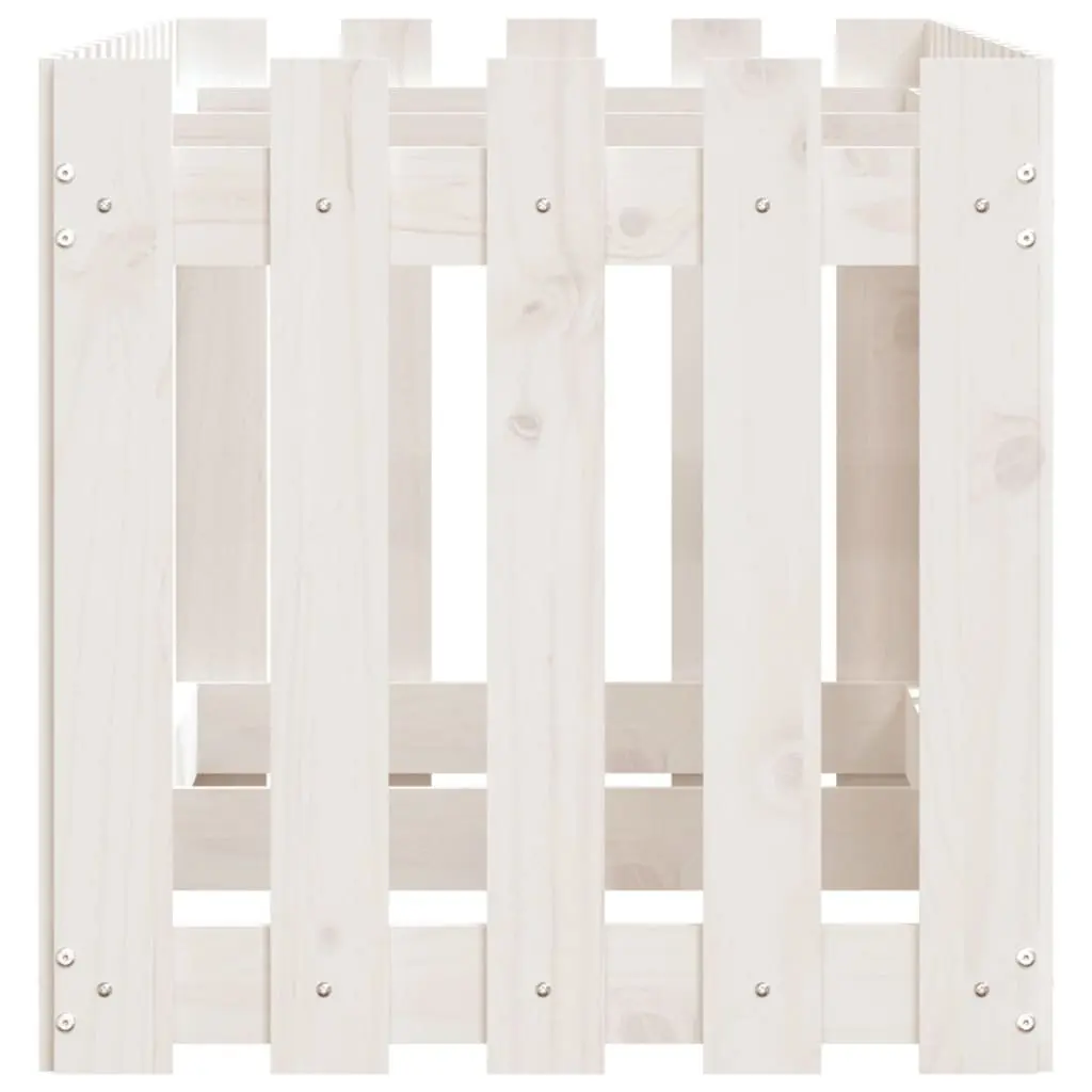 Garden Raised Bed Planter with Fence Design White 150x50x50cm Solid Pine Wood
