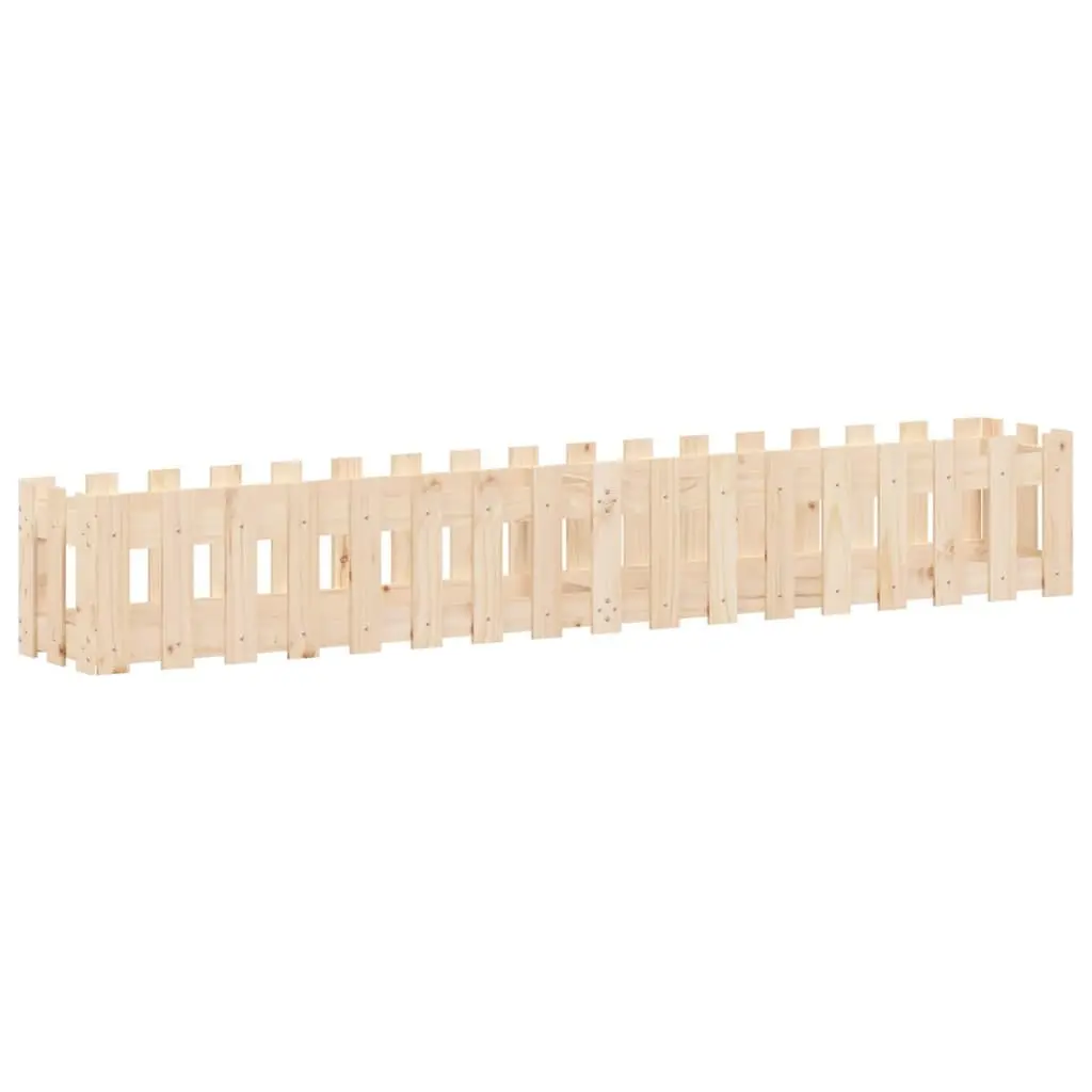Garden Raised Bed with Fence Design 200x30x30 cm Outdoor Planter Box for Plants