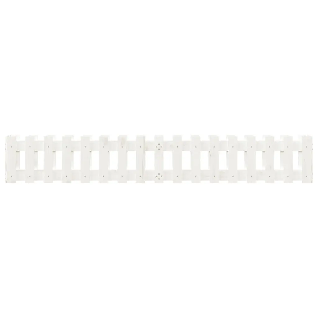 Garden Raised Bed Planter Fence Design White 200x30x30 cm Solid Pine Wood