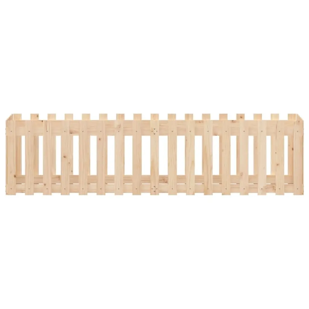 Garden Raised Bed with Fence Design 200x50x50cm Solid Pine Wood Planter Box