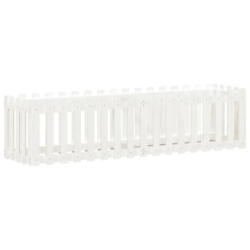 White Wooden Raised Bed 200x50x50 cm
