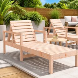 Practical Wooden Lounger for Gardens and Patios