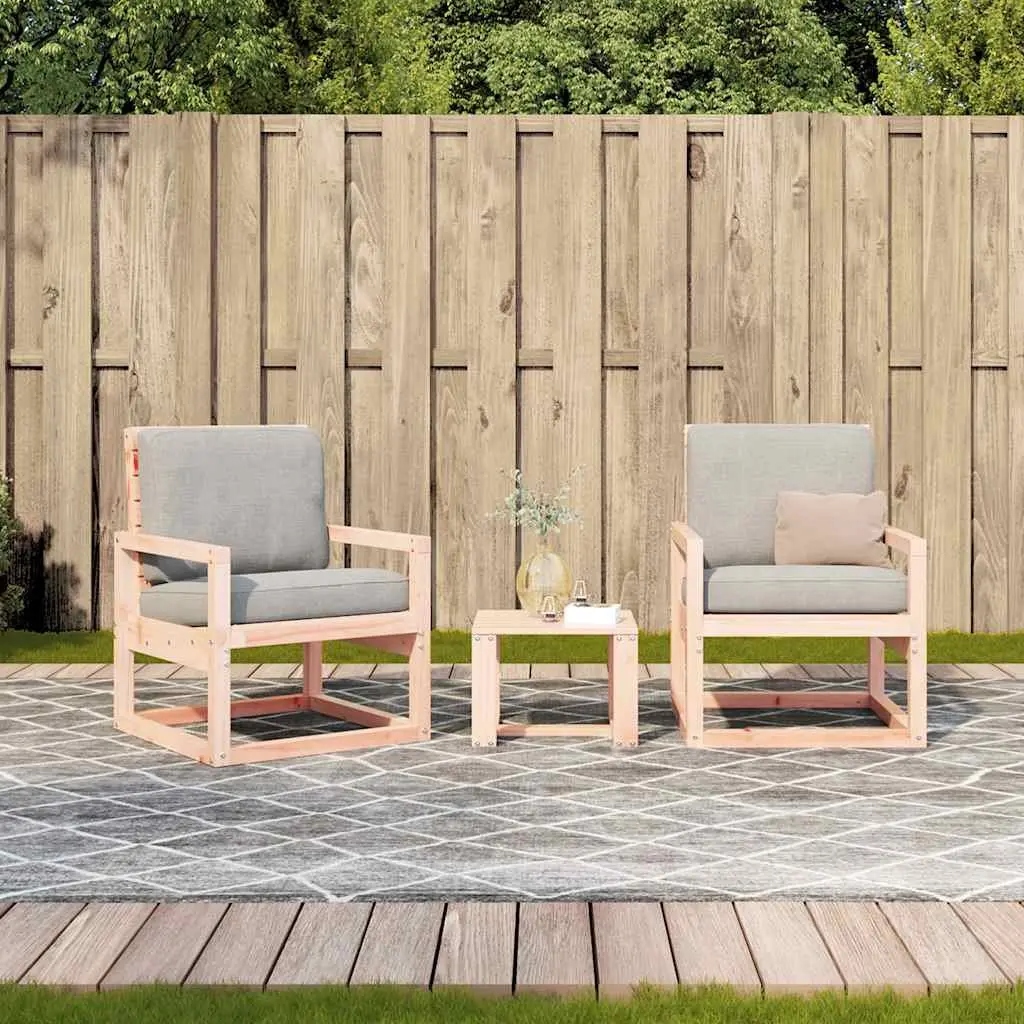 3 Piece Garden Lounge Set Solid Douglas Wood Outdoor Patio Furniture Brown