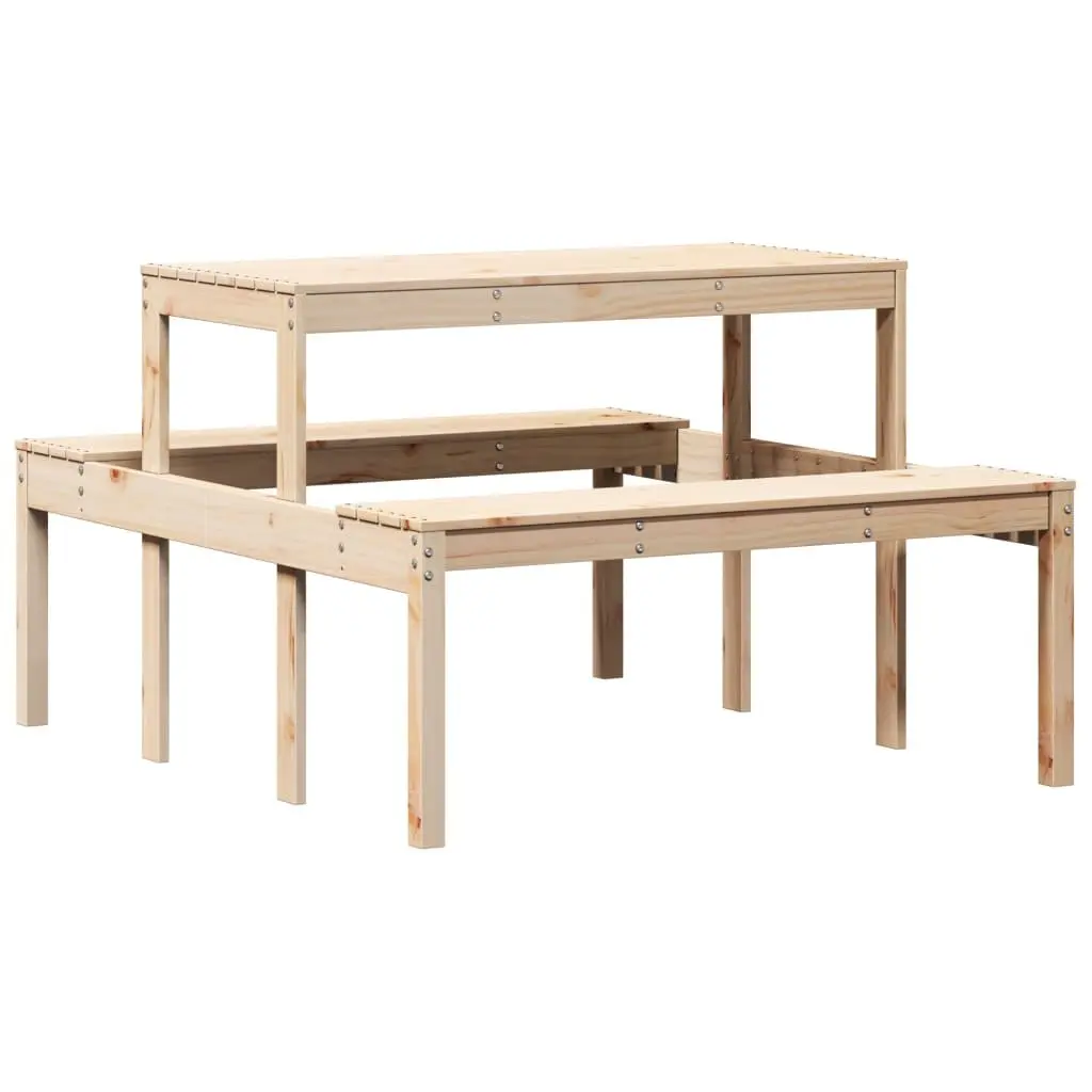 Solid Pine Wood Picnic Table 110x134x75 cm Brown Outdoor Garden Patio Dining