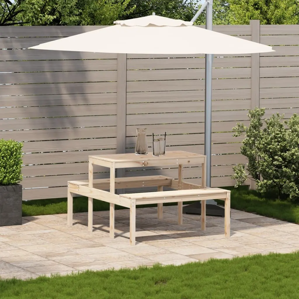 Solid Pine Wood Picnic Table 110x134x75 cm Brown Outdoor Garden Patio Dining