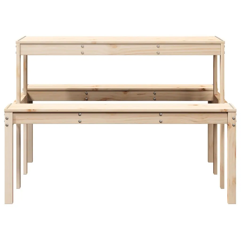Solid Pine Wood Picnic Table 110x134x75 cm Brown Outdoor Garden Patio Dining