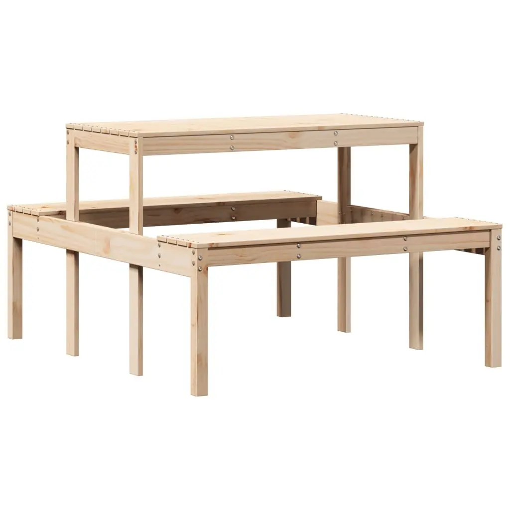 Solid Pine Wood Picnic Table 110x134x75 cm Brown Outdoor Garden Patio Dining
