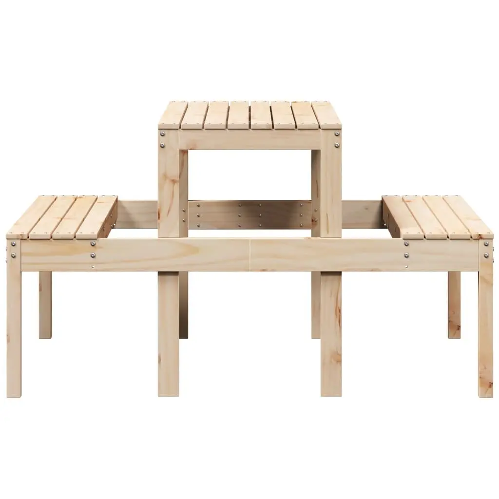 Solid Pine Wood Picnic Table 110x134x75 cm Brown Outdoor Garden Patio Dining