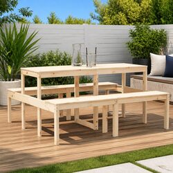 Practical Solid Pine Picnic Table - Ideal for Outdoor Gatherings 160x134x75 cm