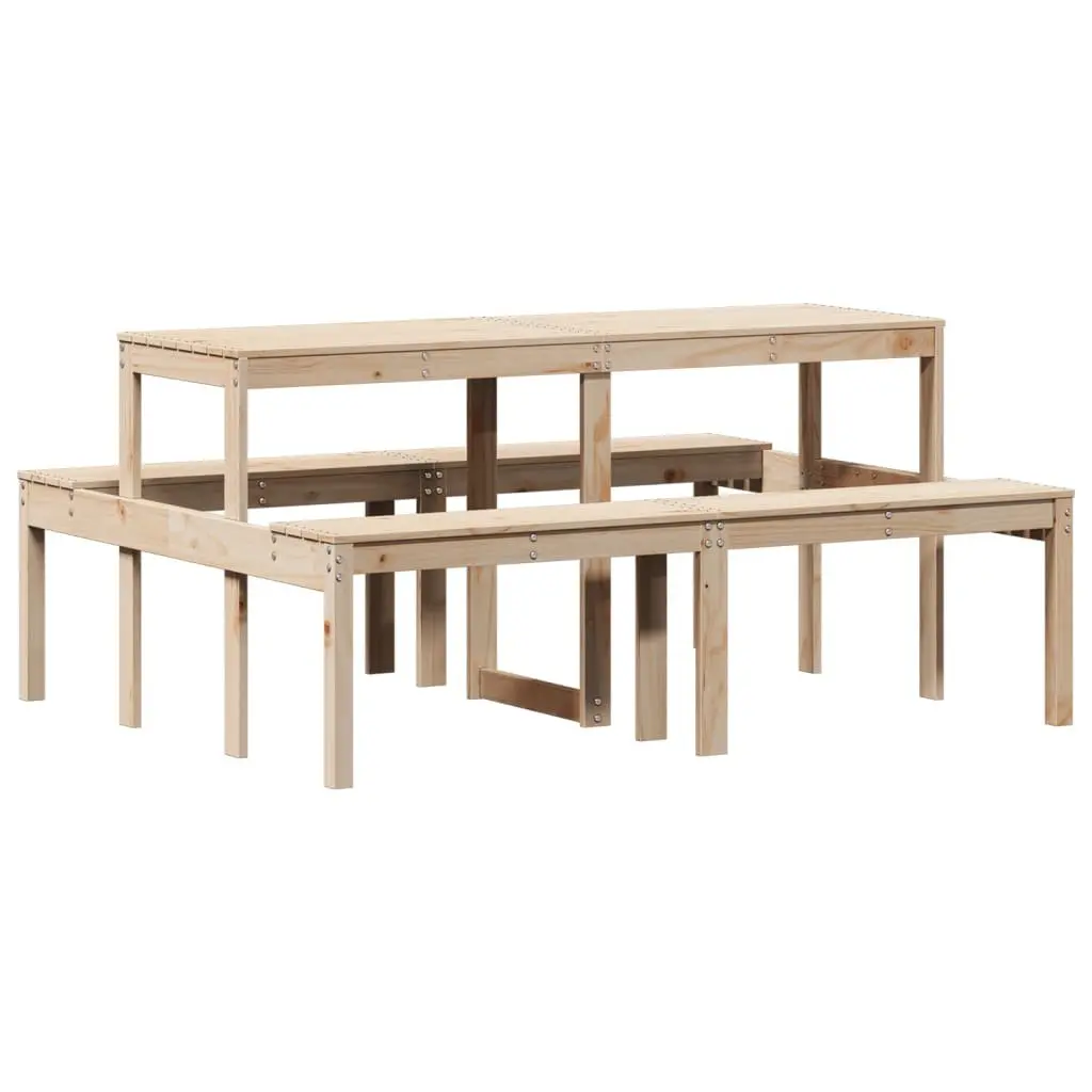 Outdoor Picnic Table Solid Pine Wood Brown 160x134x75 cm Garden Dining Bench