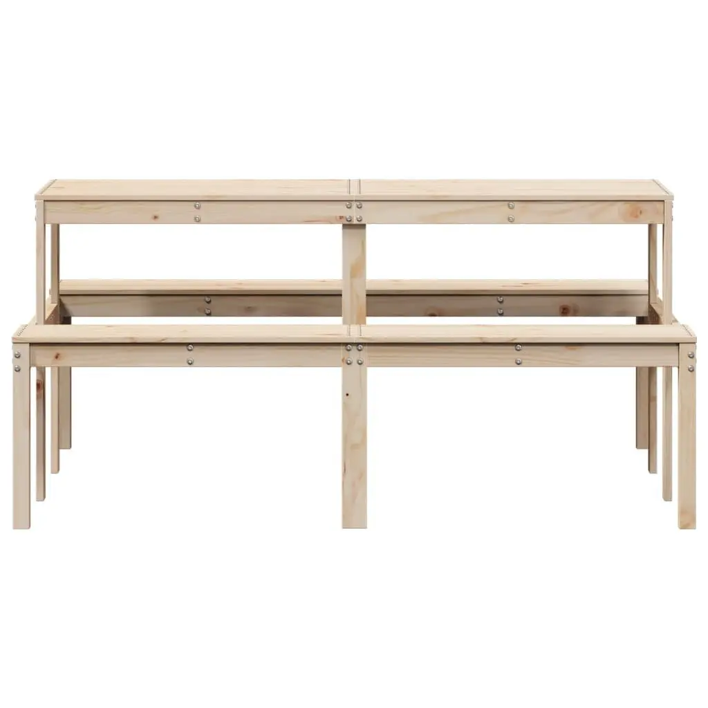 Outdoor Picnic Table Solid Pine Wood Brown 160x134x75 cm Garden Dining Bench