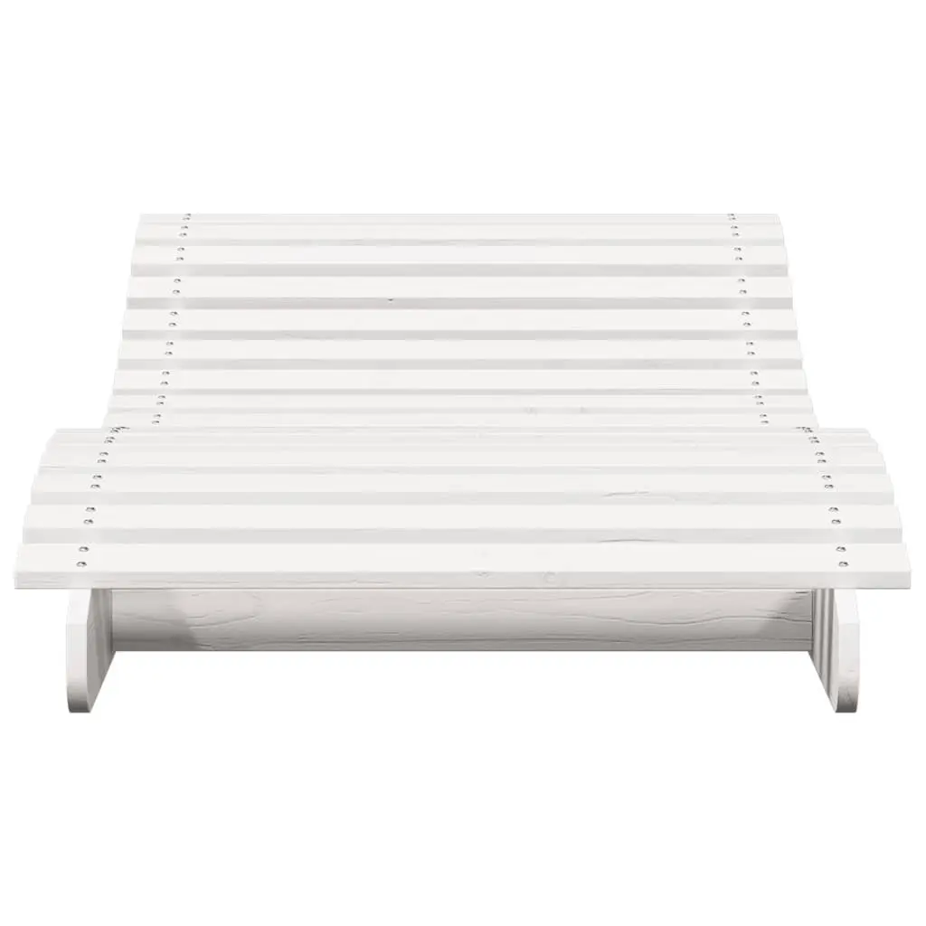 Sun Lounger Solid Pine Wood 205 x 80 x 31.5 cm White Garden Patio Poolside Outdoor Reclining Chair