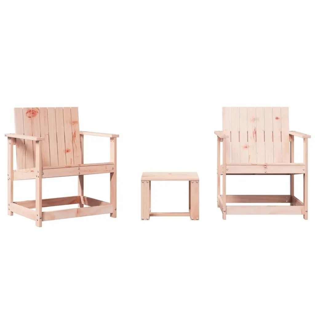 3 Piece Garden Lounge Set Solid Douglas Wood Outdoor Patio Seating Brown