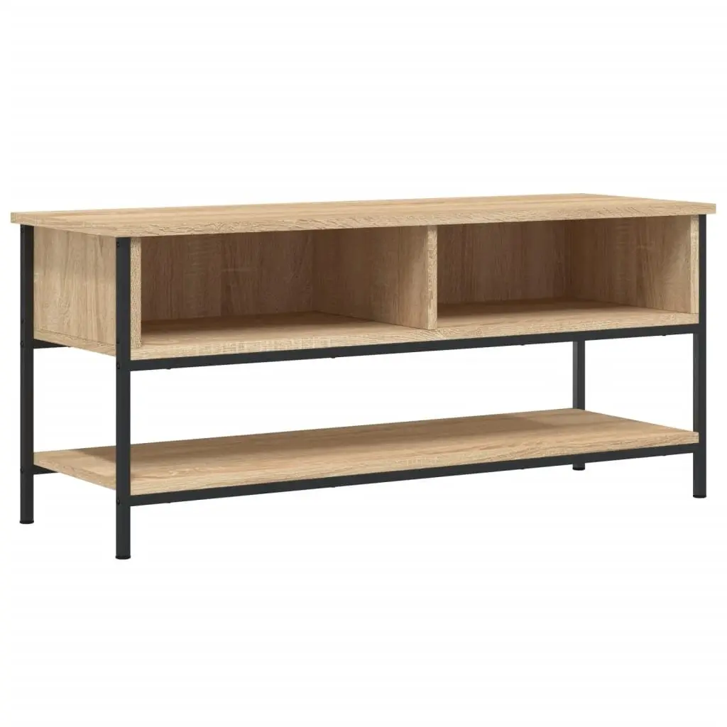TV Cabinet Engineered Wood Brown 100 x 35 x 45 cm Storage Unit with Shelves