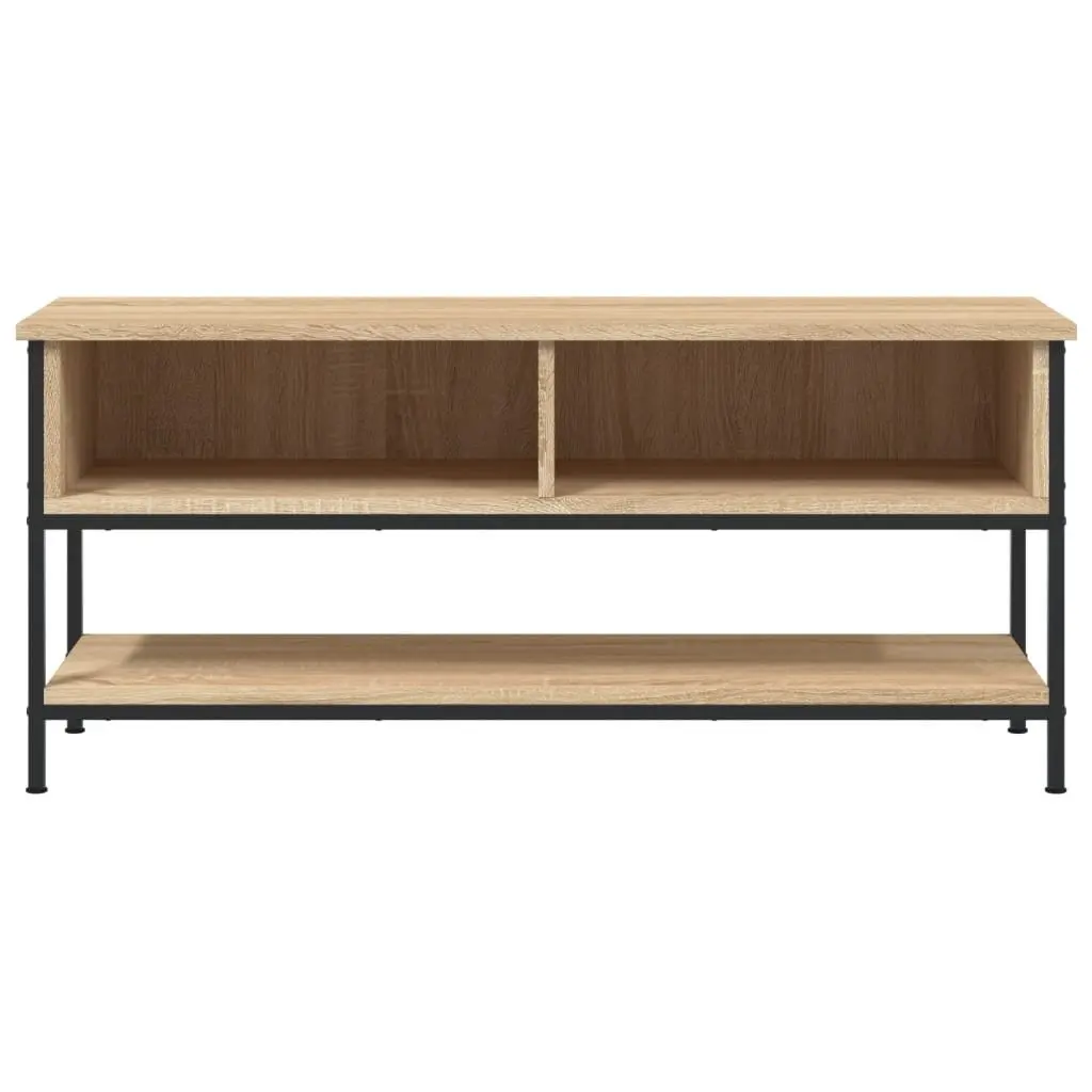 TV Cabinet Engineered Wood Brown 100 x 35 x 45 cm Storage Unit with Shelves