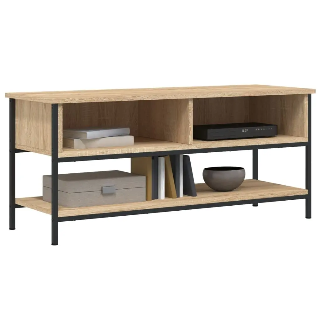 TV Cabinet Engineered Wood Brown 100 x 35 x 45 cm Storage Unit with Shelves