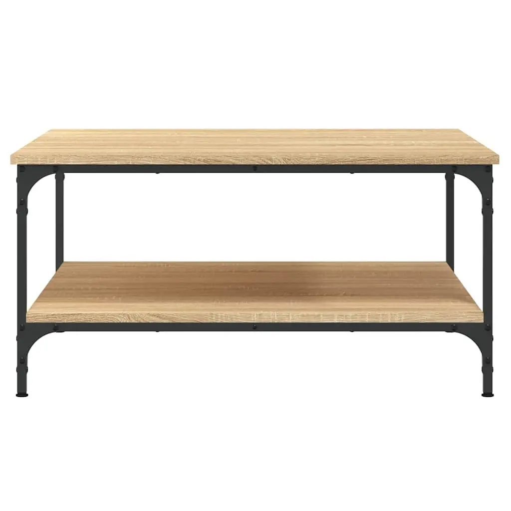 Coffee Table Engineered Wood Metal Frame 80 x 80 x 40 cm Brown