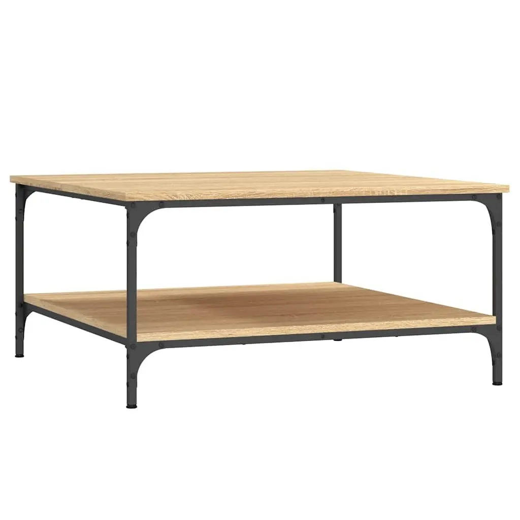 Coffee Table Engineered Wood Metal Frame 80 x 80 x 40 cm Brown