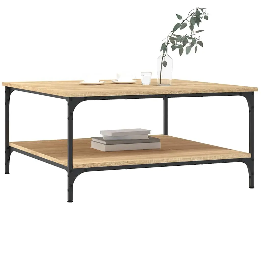 Coffee Table Engineered Wood Metal Frame 80 x 80 x 40 cm Brown